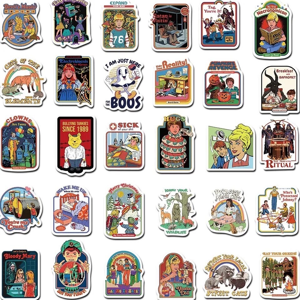 Steven Rhodes Stickers 50pk Mixed Sarcasm Cartoon Themed Random Funny Stickers