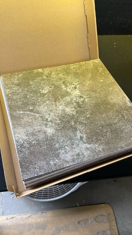 20 Pack Adhesive Stick On Concrete Stone Gray Textured Wall Floor Panels 12×12"