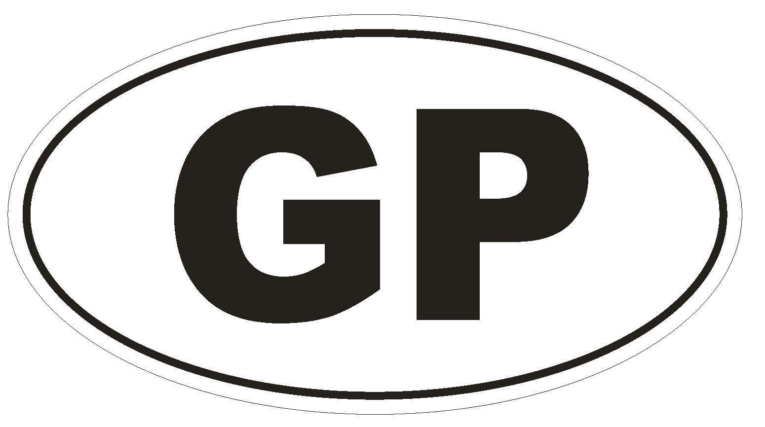 GP Guadeloupe Oval Bumper Sticker or Helmet Sticker D2063 Euro Oval Country Code