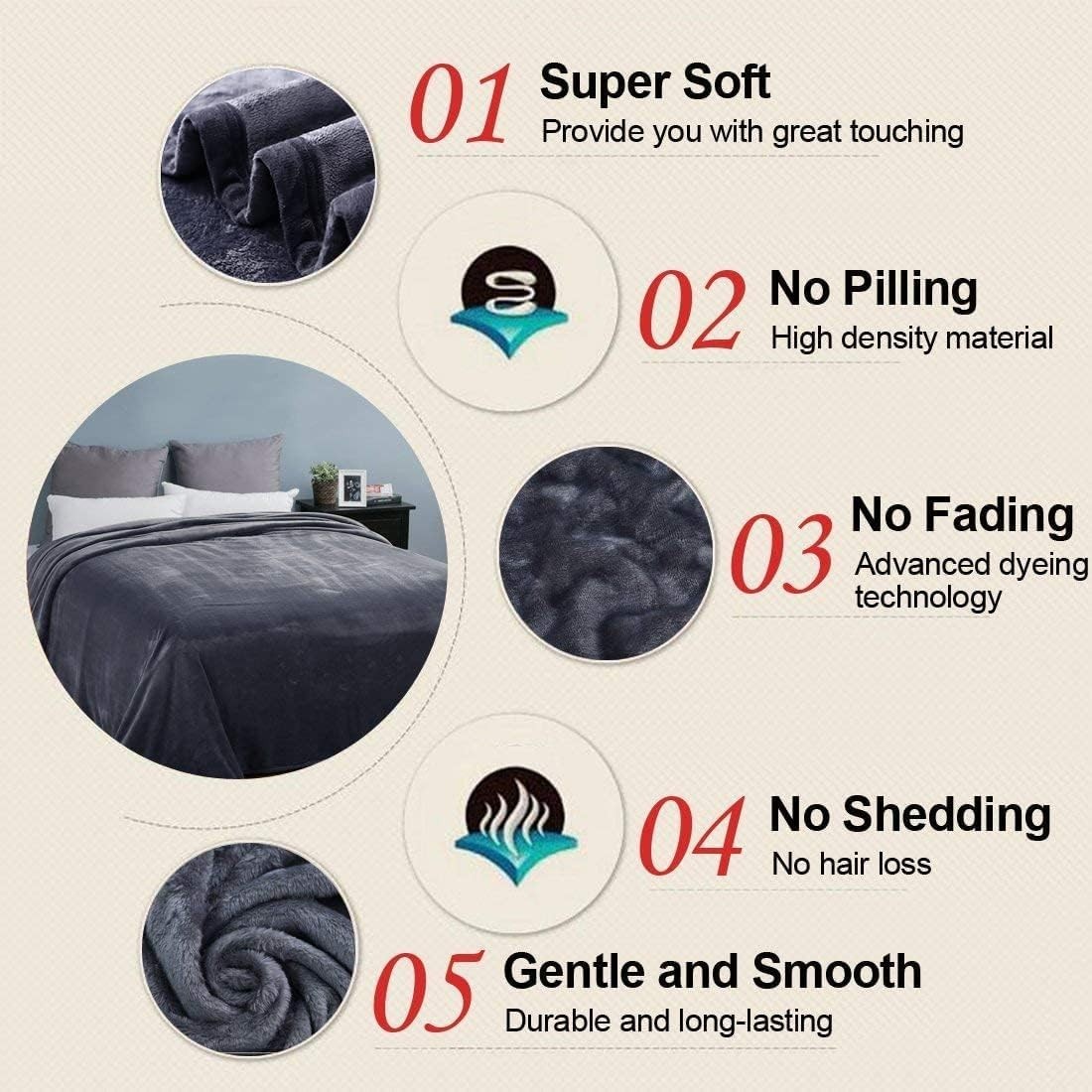 Soft California King Blanket Warm Fuzzy Microplush Lightweight Thermal Fleece Bl