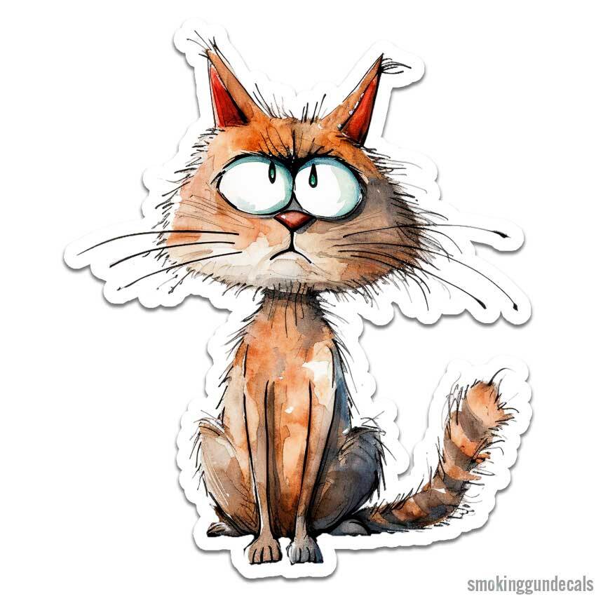 Orange Cat, Vinyl Decal Sticker, Indoor Outdoor, 3 Sizes, #12373