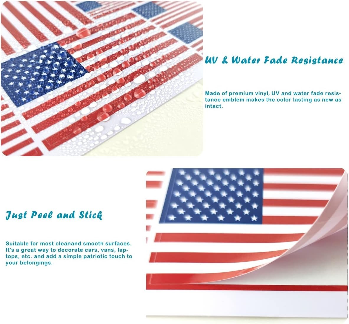 US American Flag Sticker USA Decal In Multiple Sizes 3 Pack 11.7 X 8.3 Inches