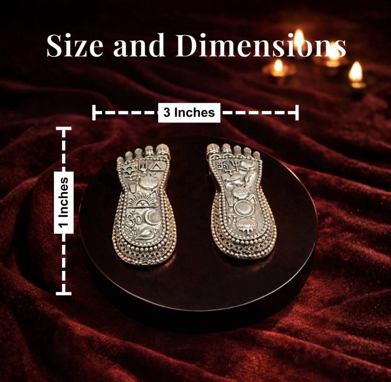 999 Pure Silver Plated Lakshmi Charan with Base – 3 Inch Vastu Paduka For Home