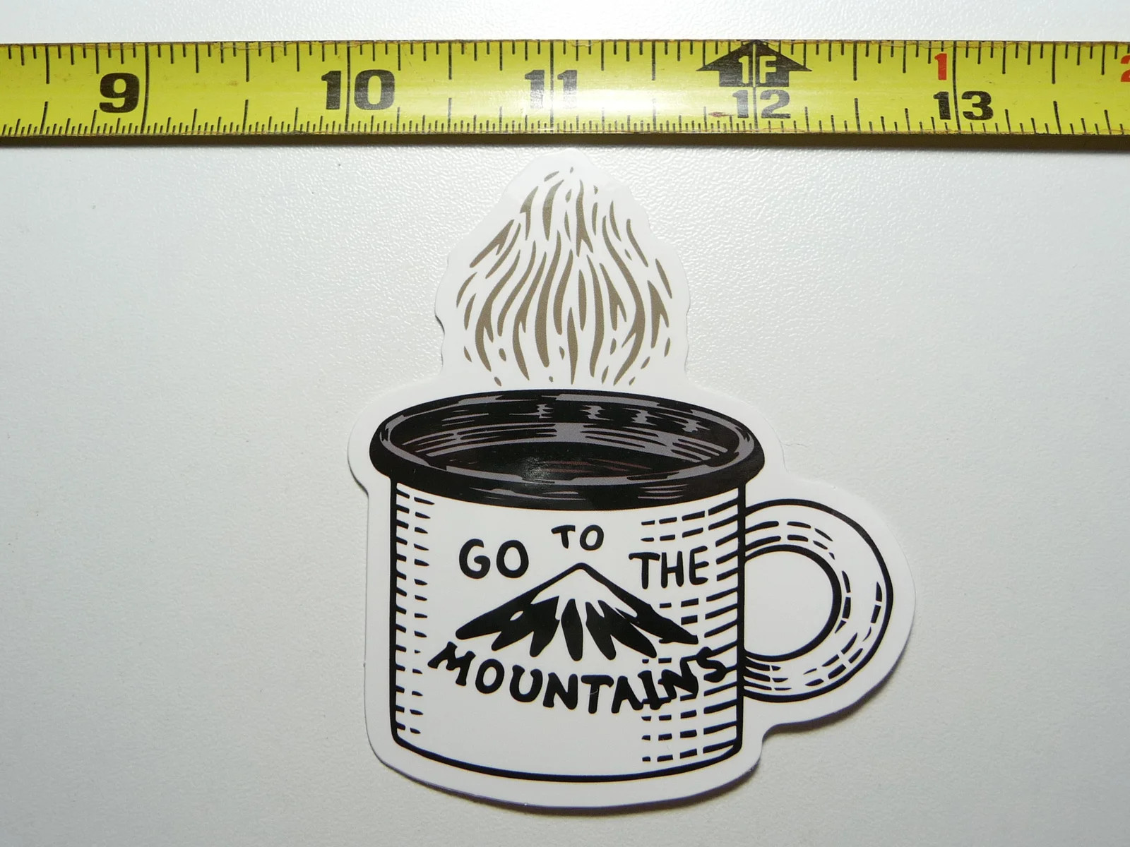 CUP GO TO THE MOUNTAINS SMALL STICKER DECAL CAMPING OUTDOORS HIKE HIKING NATURE