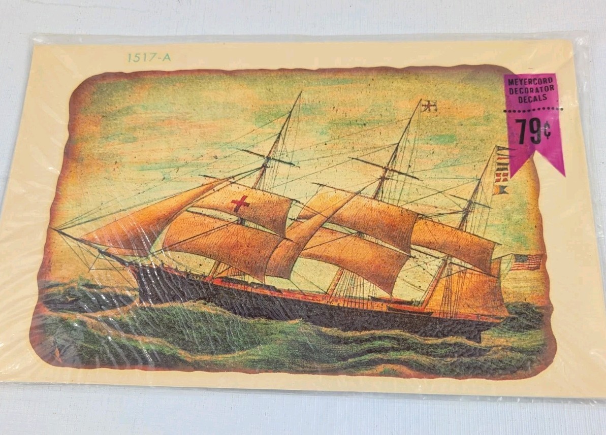 Vintage Meyercord Large Sailing Ship Decals, Lot of 2 One Open One Sealed