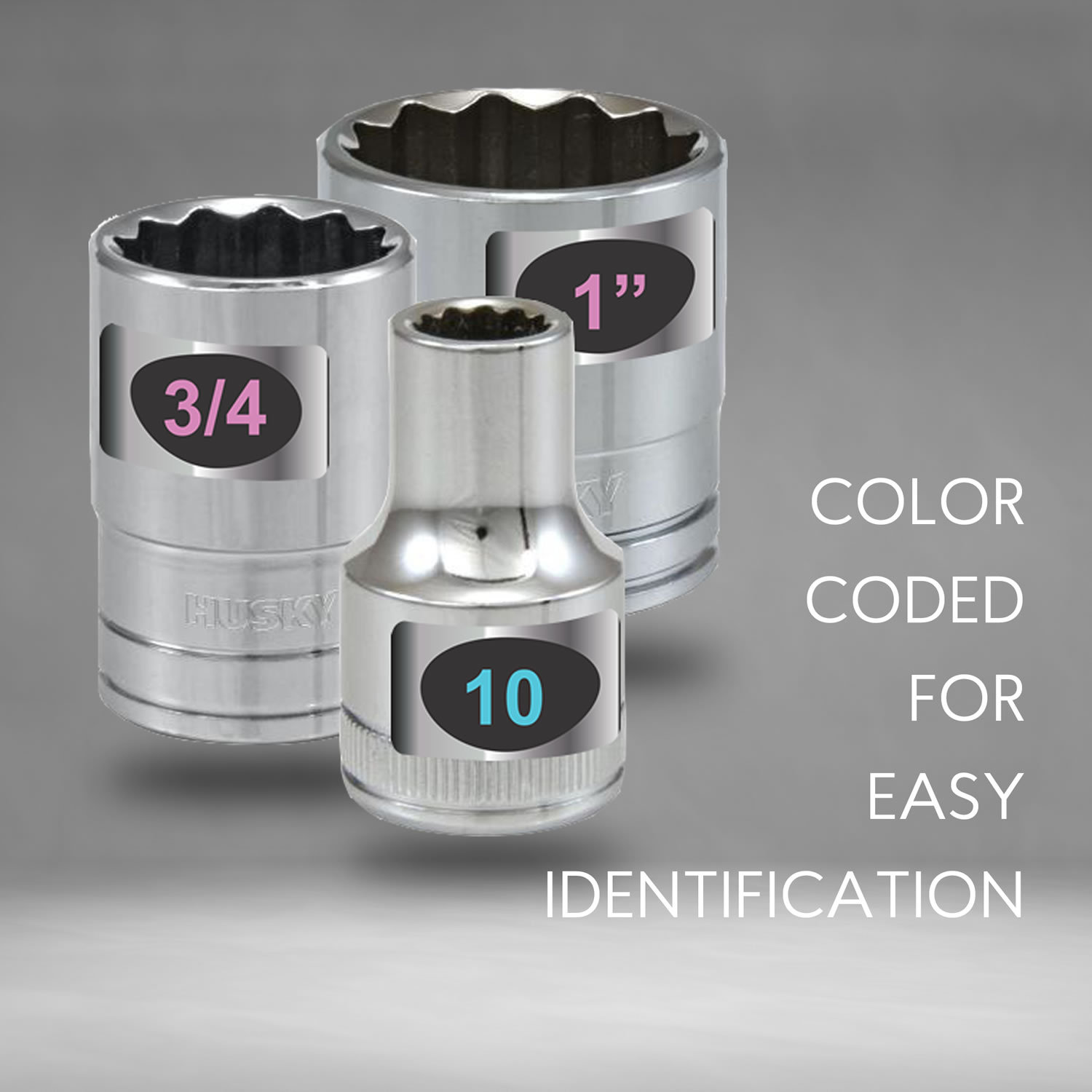 2 Chrome Socket Labels "Ladies Edition" Color Coded for "Easy Read" 60 stickers