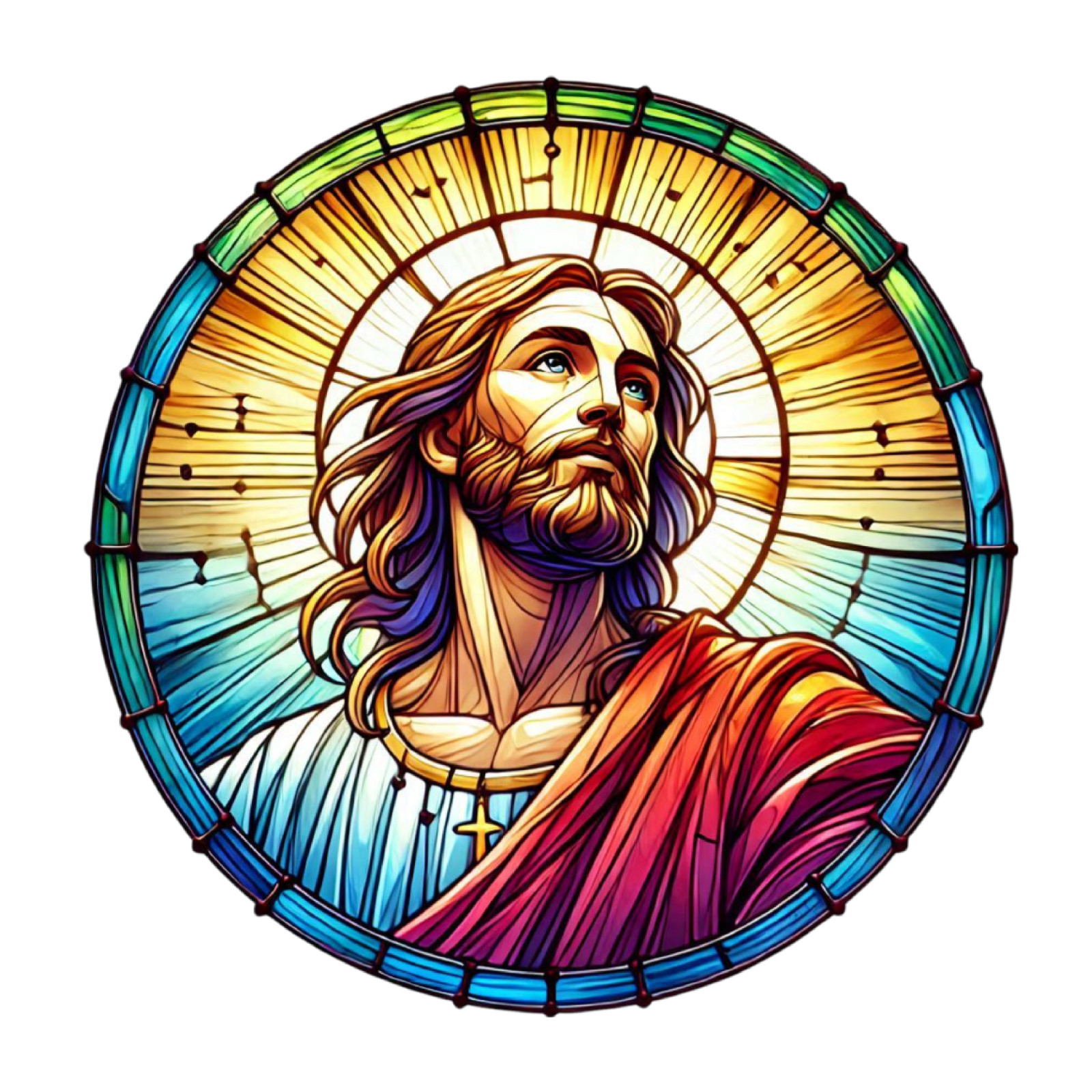 Stained Glass Jesus Wall Decal Sticker 18X18cm Large