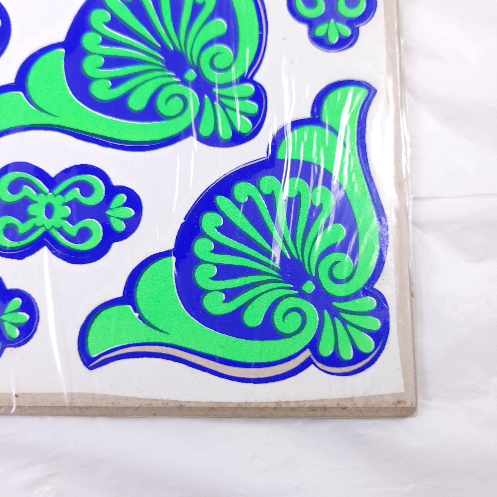 Popstickles Vintage Groovy Green Blue Stick-ons Vinyl Decals Removable Funky