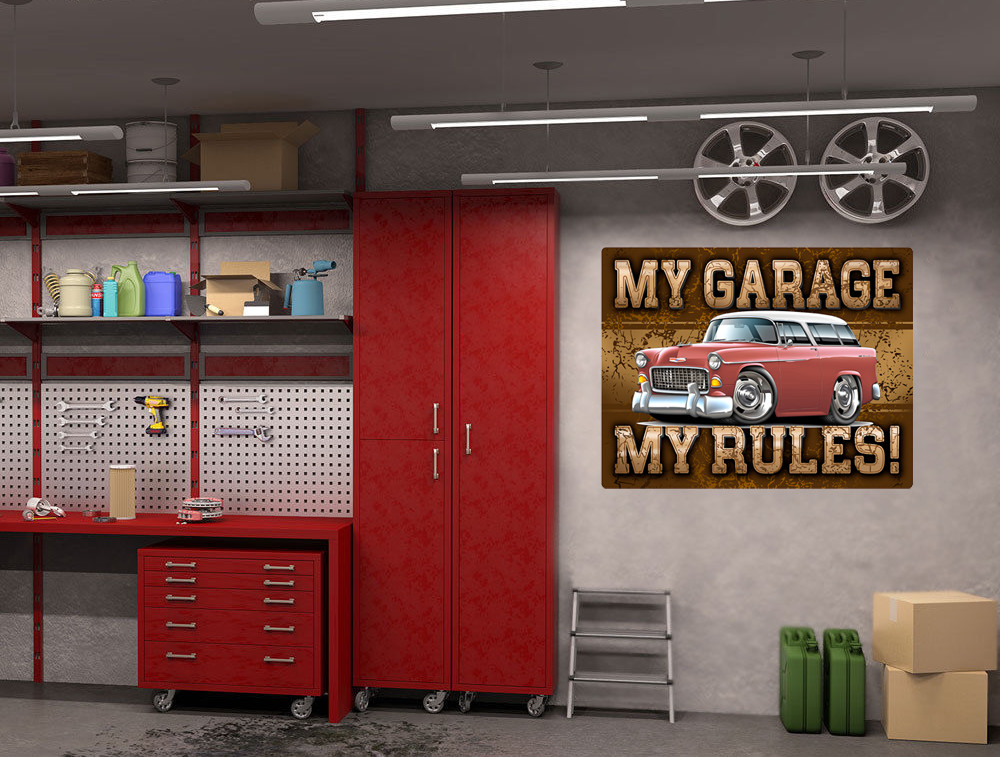 1955 Chevy Nomad Wagon My Garage My Rules Wall Art Graphic Sticker