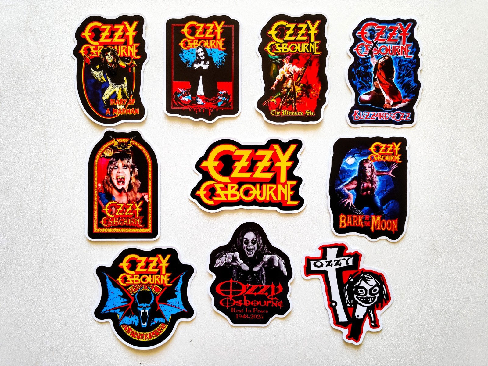 Ozzy Osbourne Sticker Lot (10 Stickers) metal vinyl decals black sabbath retro