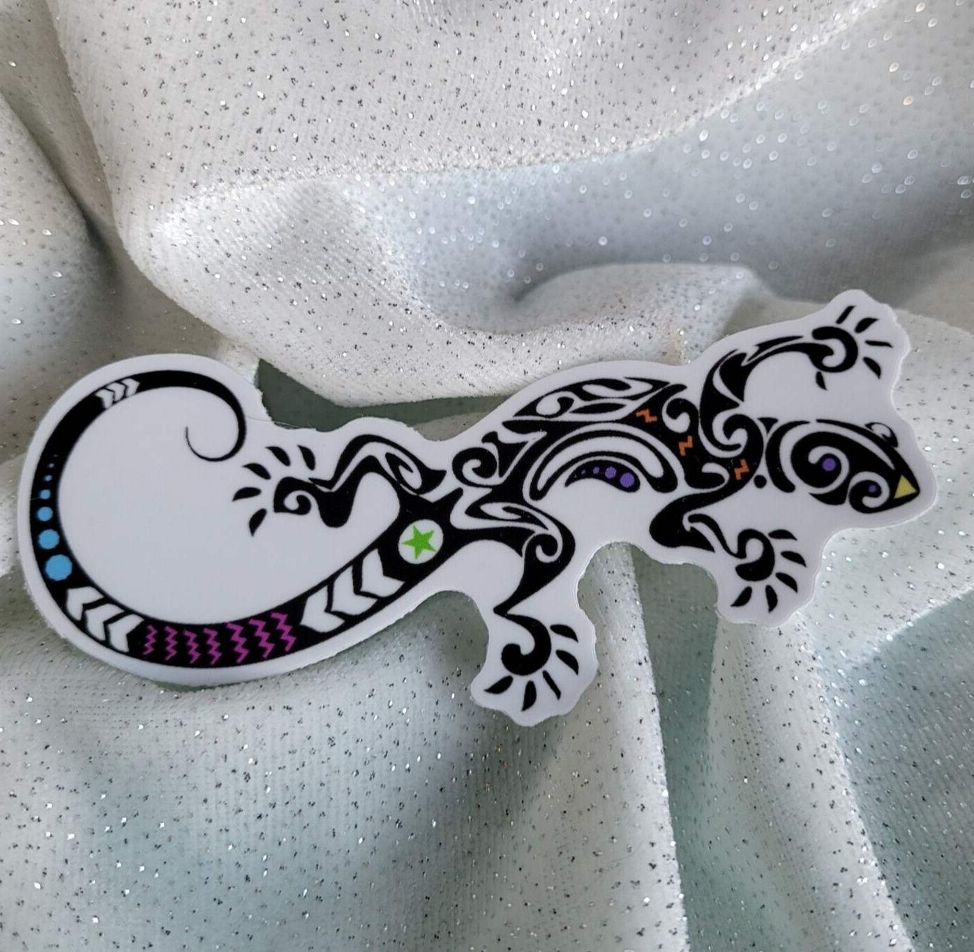 STKR077 BLACK & White LIZARD Color Splash Shaped Sticker Reptile Gecko Chameleon