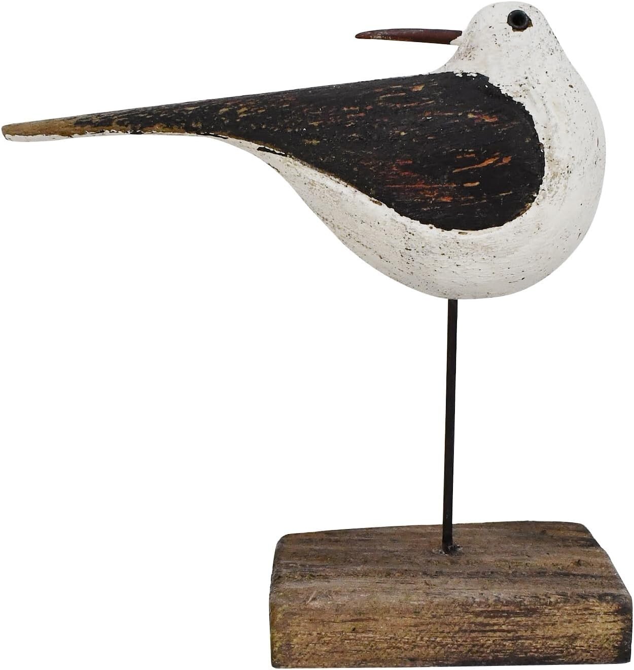 Wooden Sea Bird Statue Seagull On Stand Decor Nautical Coastal Birds Sculpture