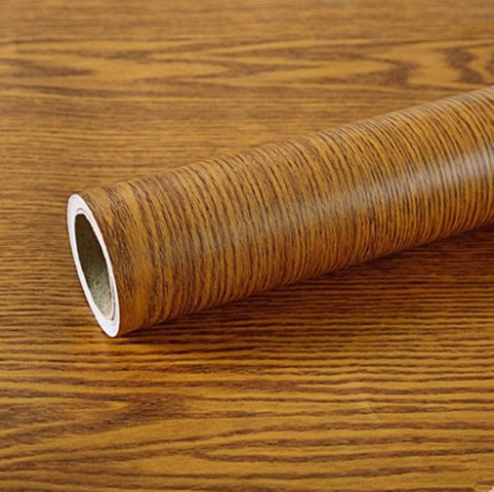 Yellow Oak Wood Grain Adhesive Wallpaper Counter Top Decorative Funitures Dre…