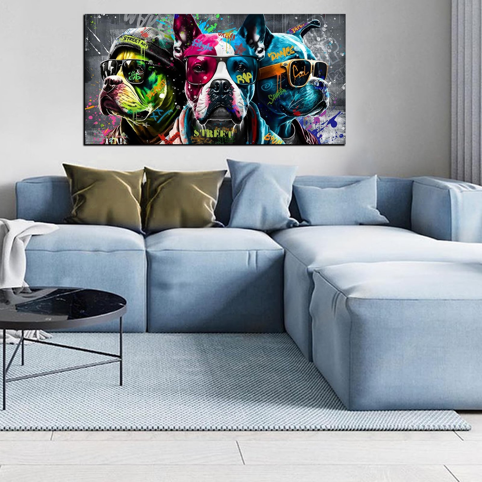 Zoyotago Large Canvas Wall Art for Bedroom Living Room Funny Graffiti Dog Pic…