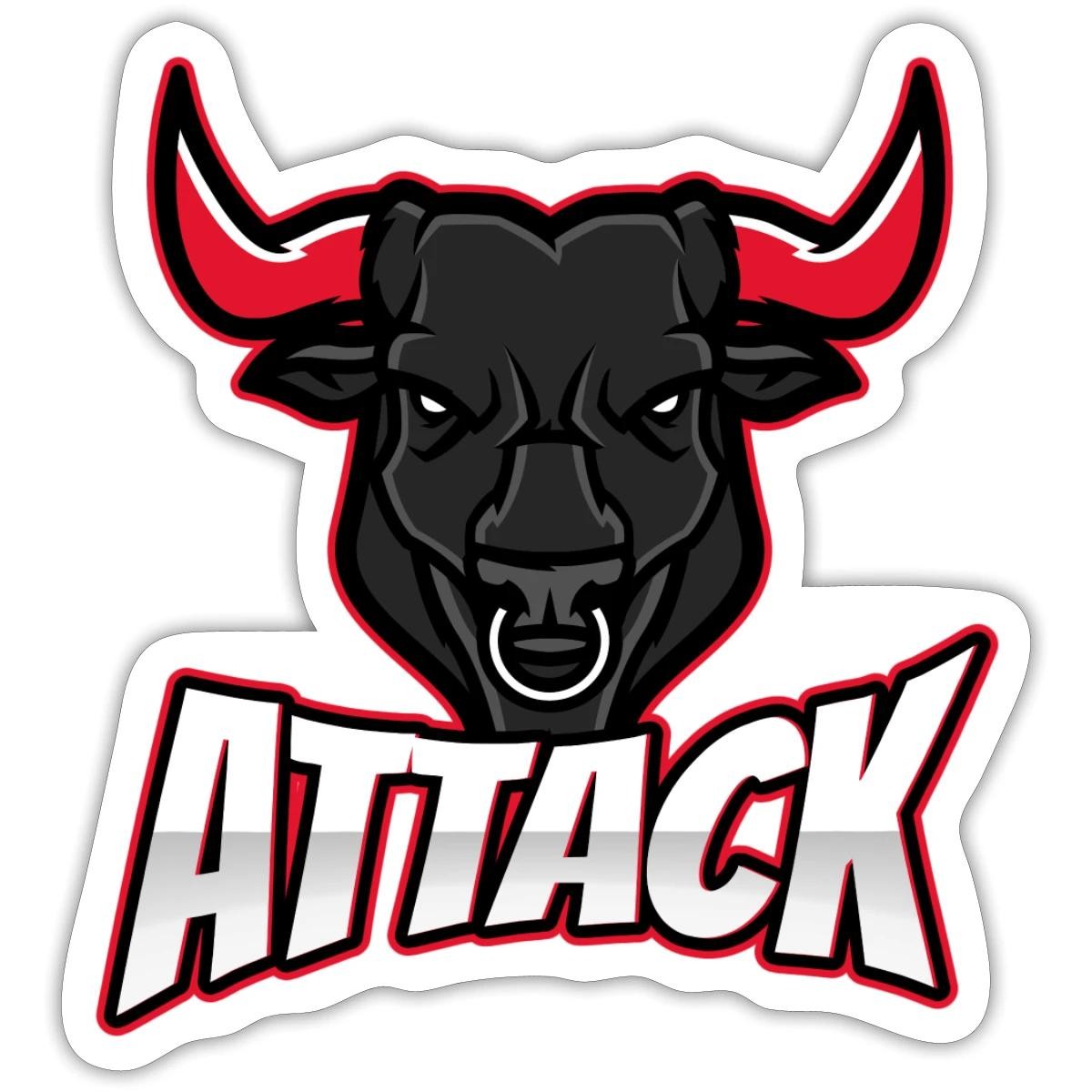 Fierce Attack Bull Graphic – Streetwear Athletic Apparel Sticker, max. 4 x 4"