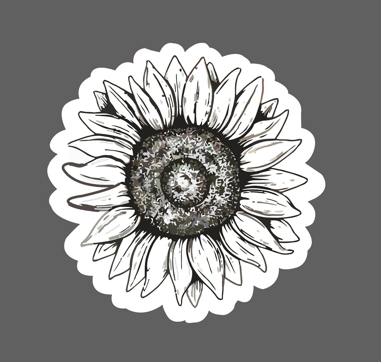 Sunflower Sticker Black White Waterproof – Buy Any 4 For $1.75 Each Storewide!