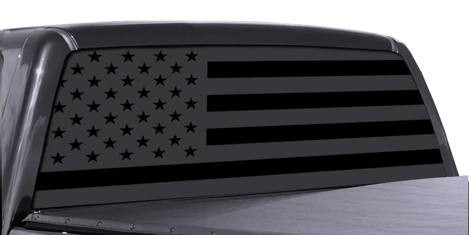 Matte Black American Flag, Die Cut Vinyl Window Decal