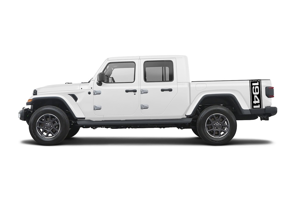 Fits 2018-2025 Jeep Gladiator Bedside Stripe Decal with 1941 Matte Black