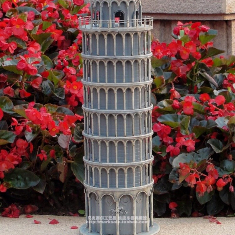 Vintage Iron Art Leaning Tower of Pisa Model Tabletop Decor Ornament Gift