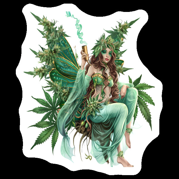 Stoner Fairy Weatherproof Vinyl Sticker Marijuana Weed 420 Fairy Gift Fairycore