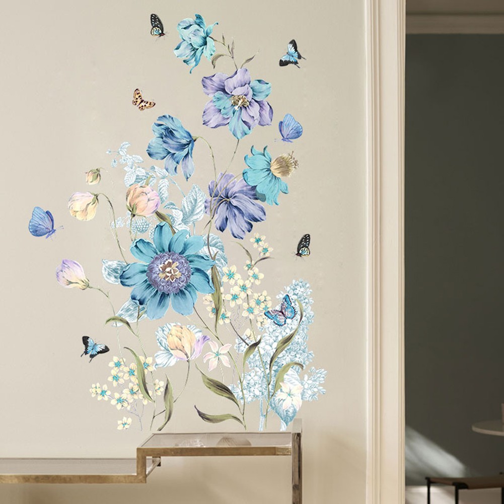 Flowers Wall Sticker Bedroom Living Room Decal Self-Adhesive Wall Mural Decor