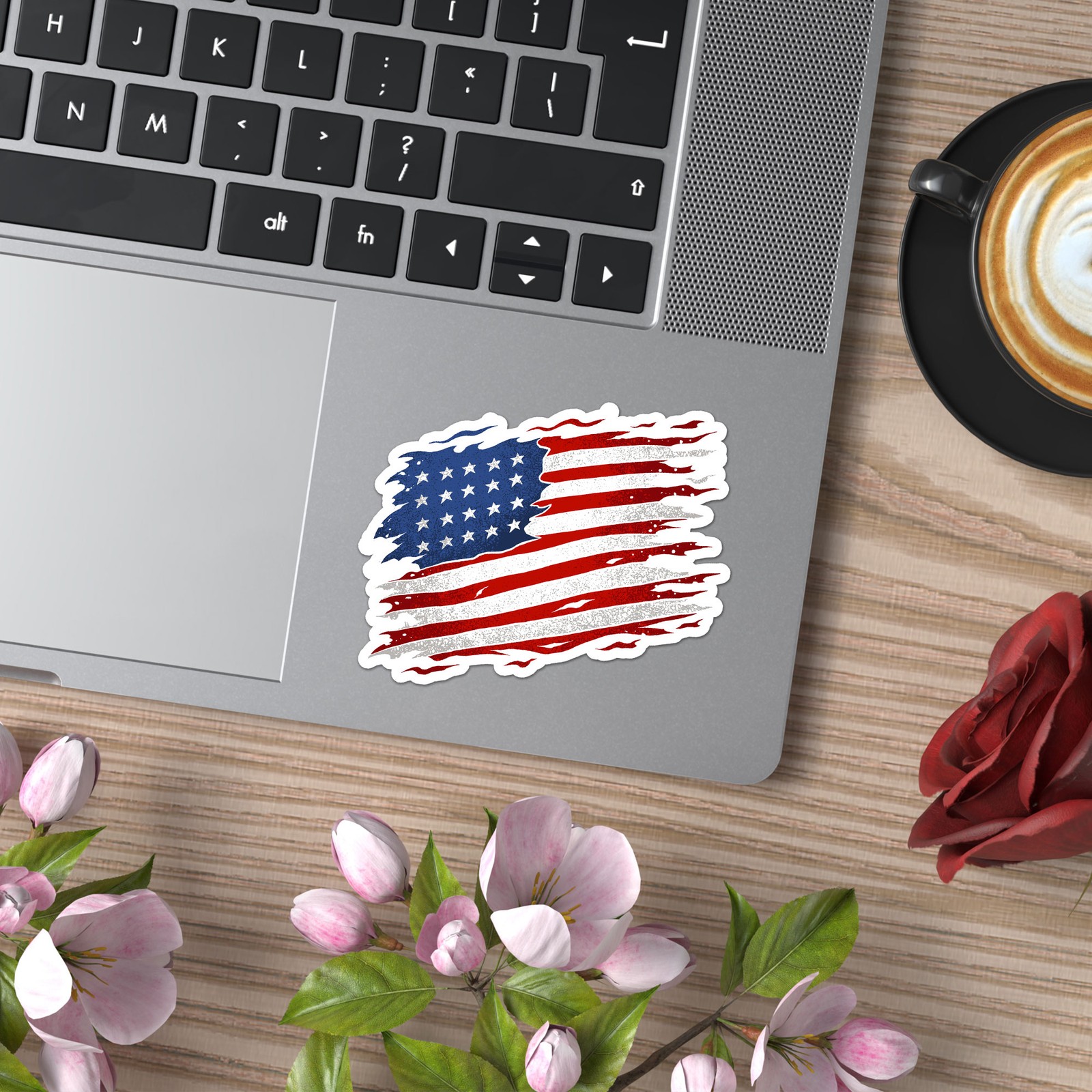 Tattered American Flag – Vinyl Decal Sticker – Car Window Laptop – ebn7976