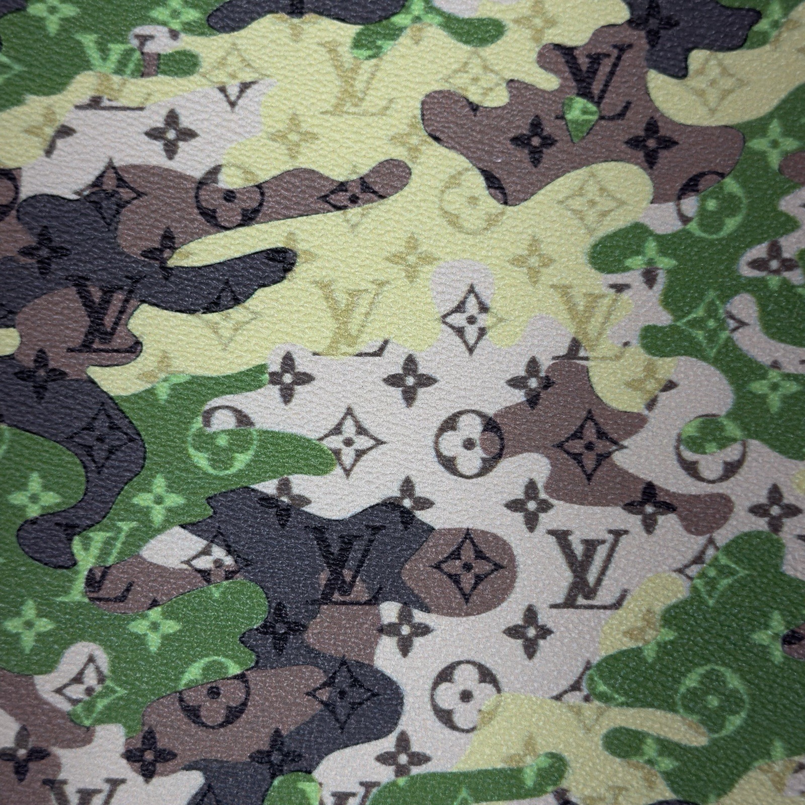 LV Green Camouflage Monogram Vinyl for Crafting Classic Size piece 12" X 12"