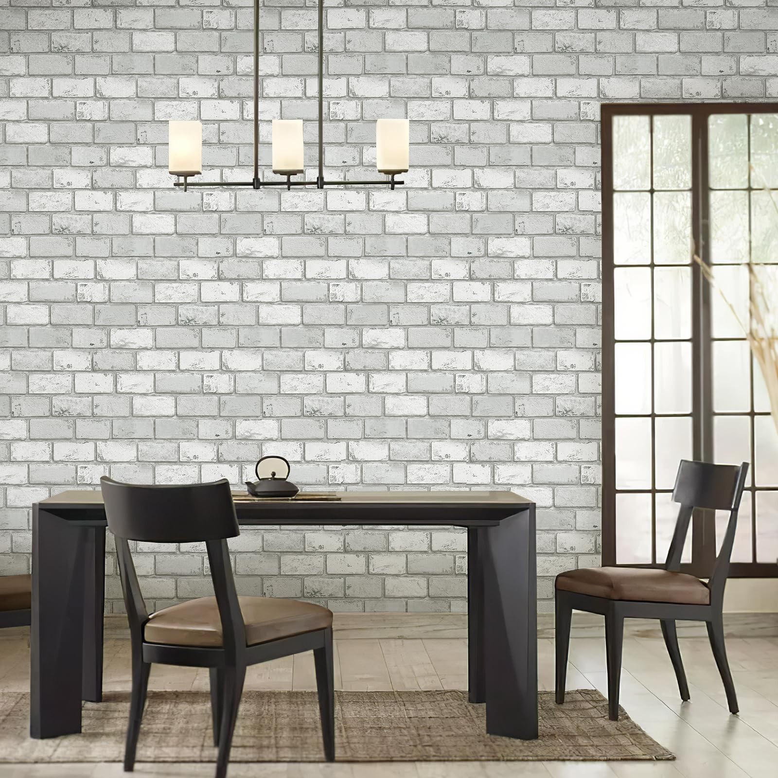 Brick Wallpaper Peel and Stick, Removable Vintage Grey Self Adhesive Stone Wa…