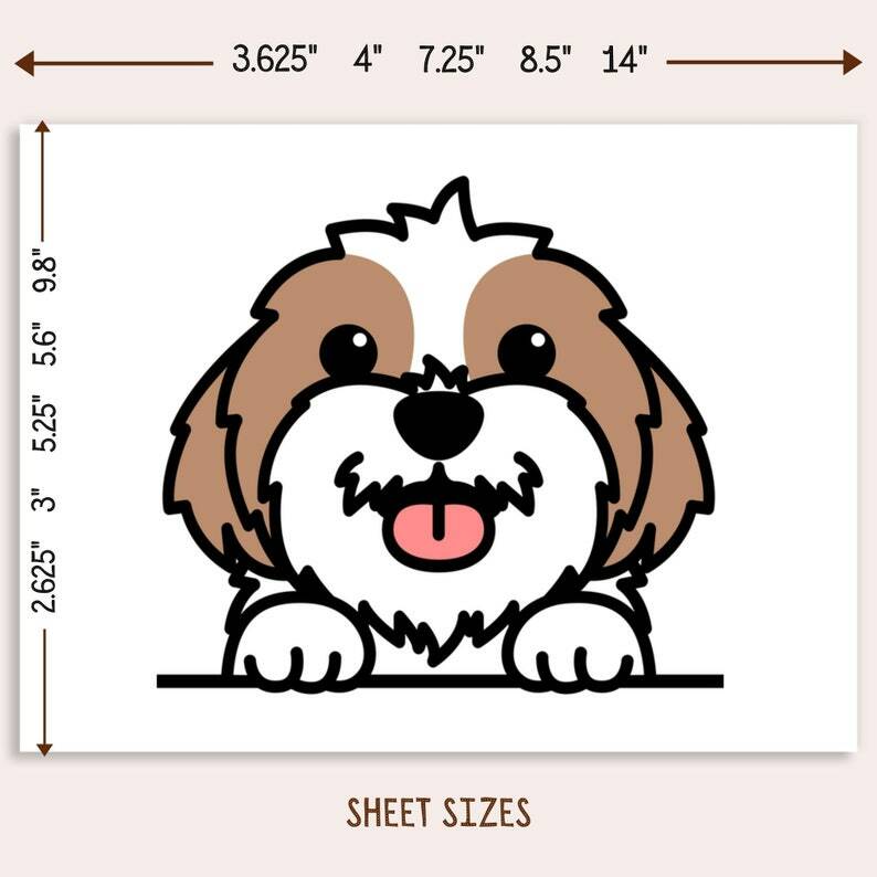 Gold&White Shih Tzu Car Decal Vinyl Bumper Funny Dog Sticker Waterproof Outdoor