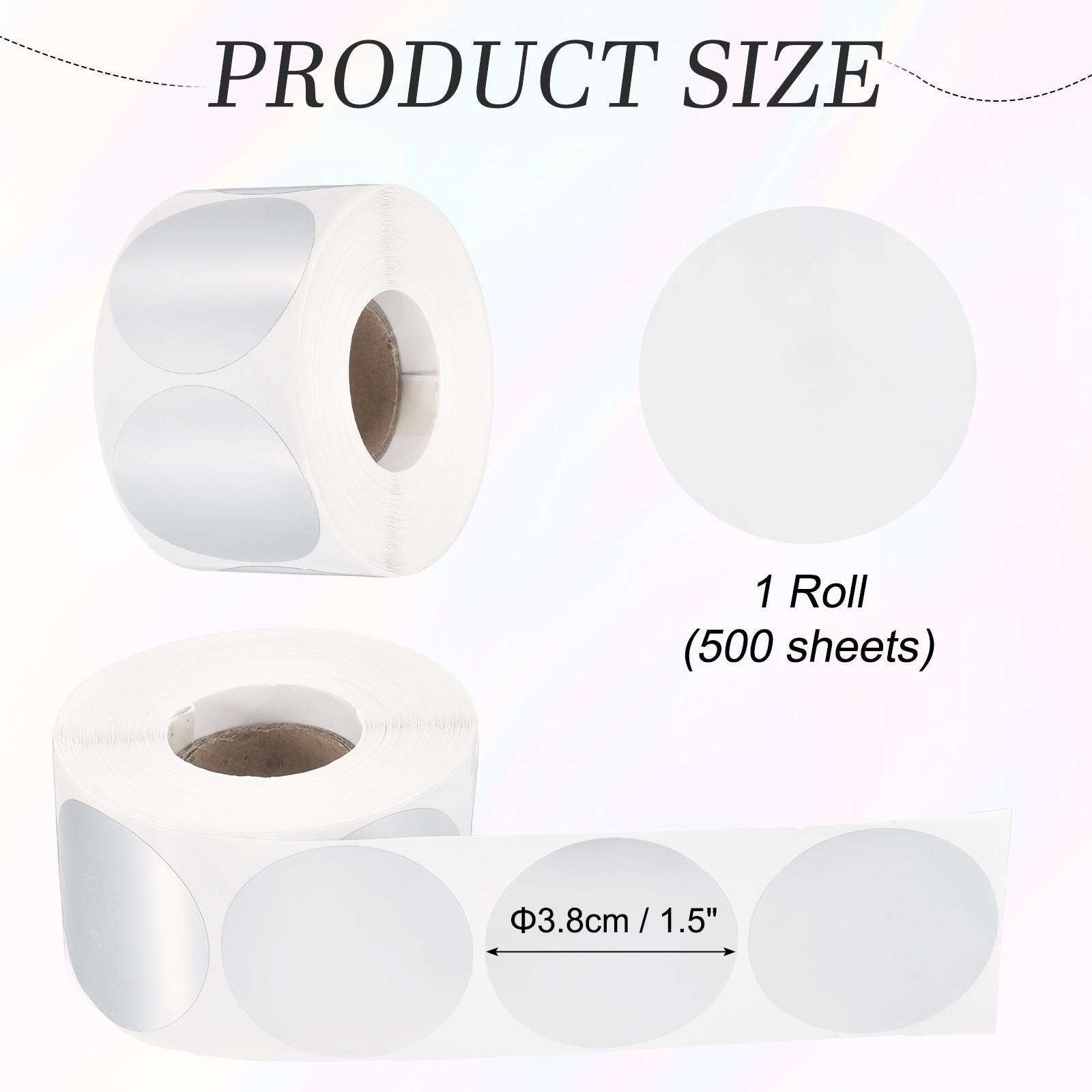 500pcs Round Thermal Label 1.5×1.5" Self-Adhesive Thermal Stickers Matte Silver
