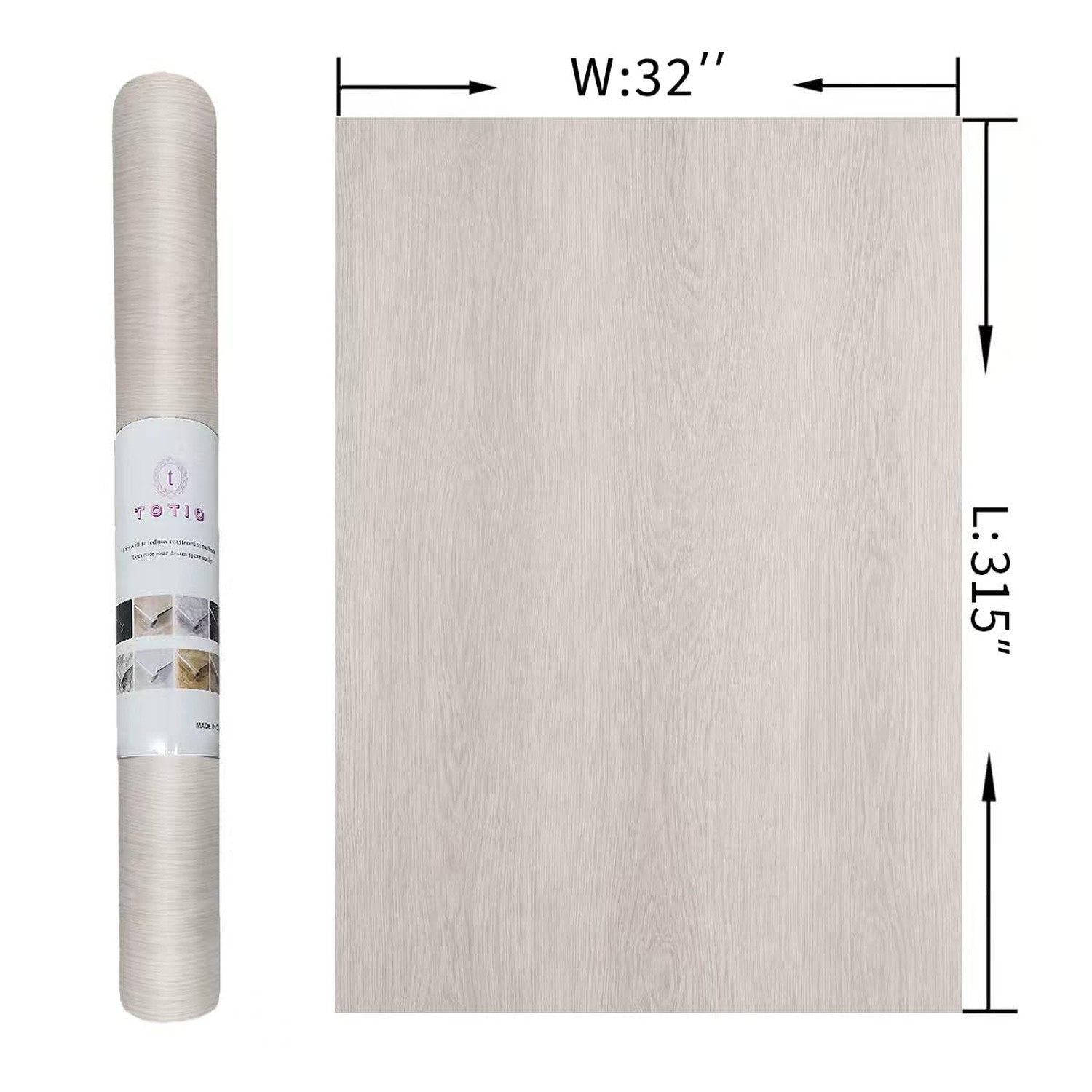 TOTIO 32x315inch Extra Wide Oak Wood Wallpaper Peel Stick Beige White Wood Gr…