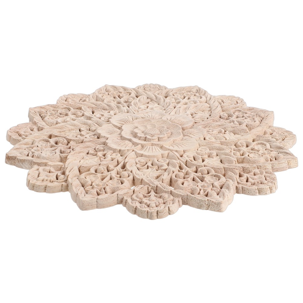 French Round Flower Wall Sticker Wood Carved Appliques Onlays Cabinet Door