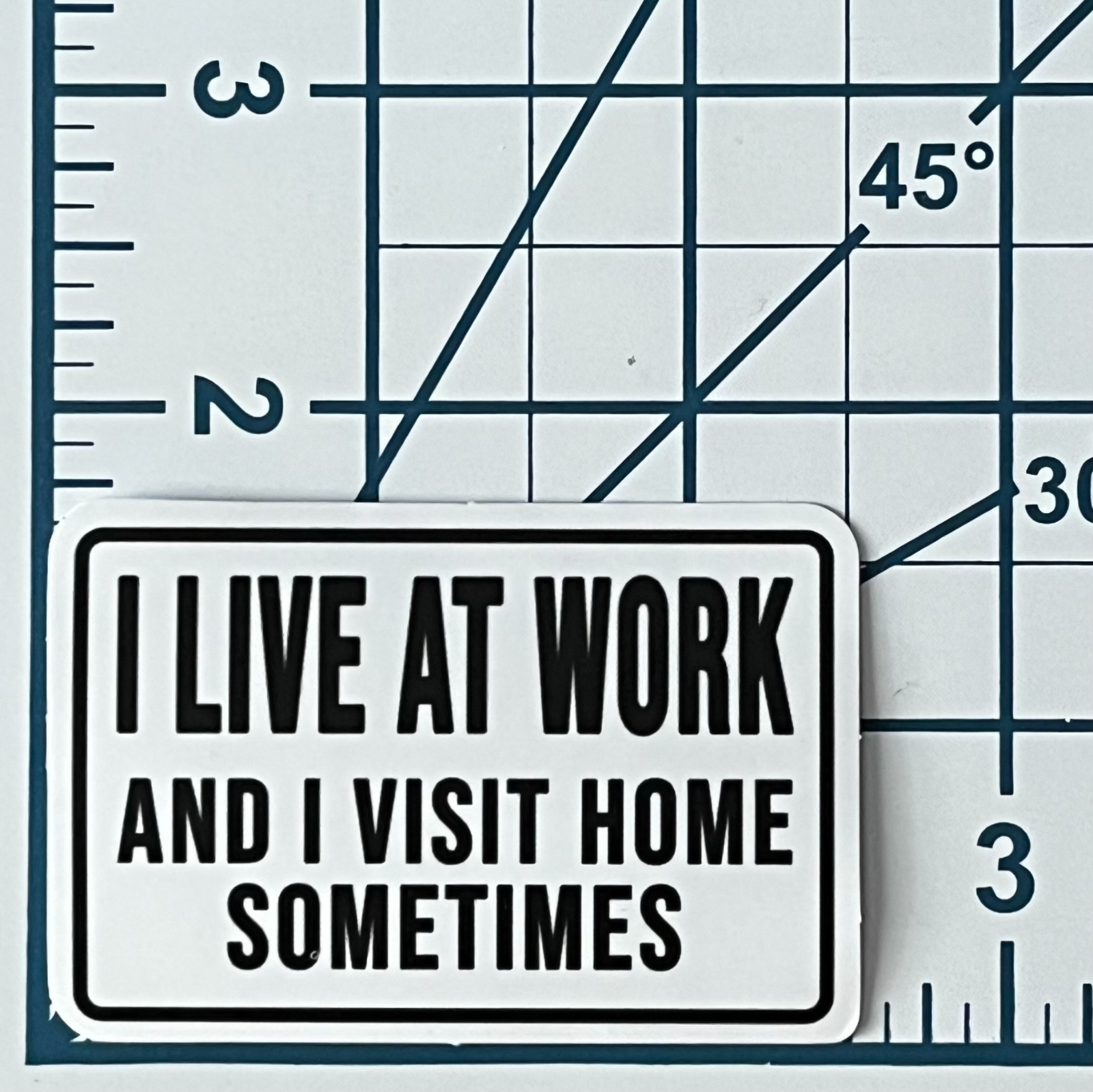 I Live At Work Sticker Funny Office Job Humor Vinyl Decal Desk Laptop Gift