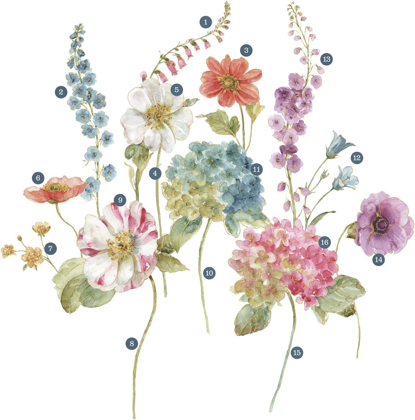 RoomMates RMK3261GM Lisa Audit Garden Flowers Peel and Stick Giant Wall Decal