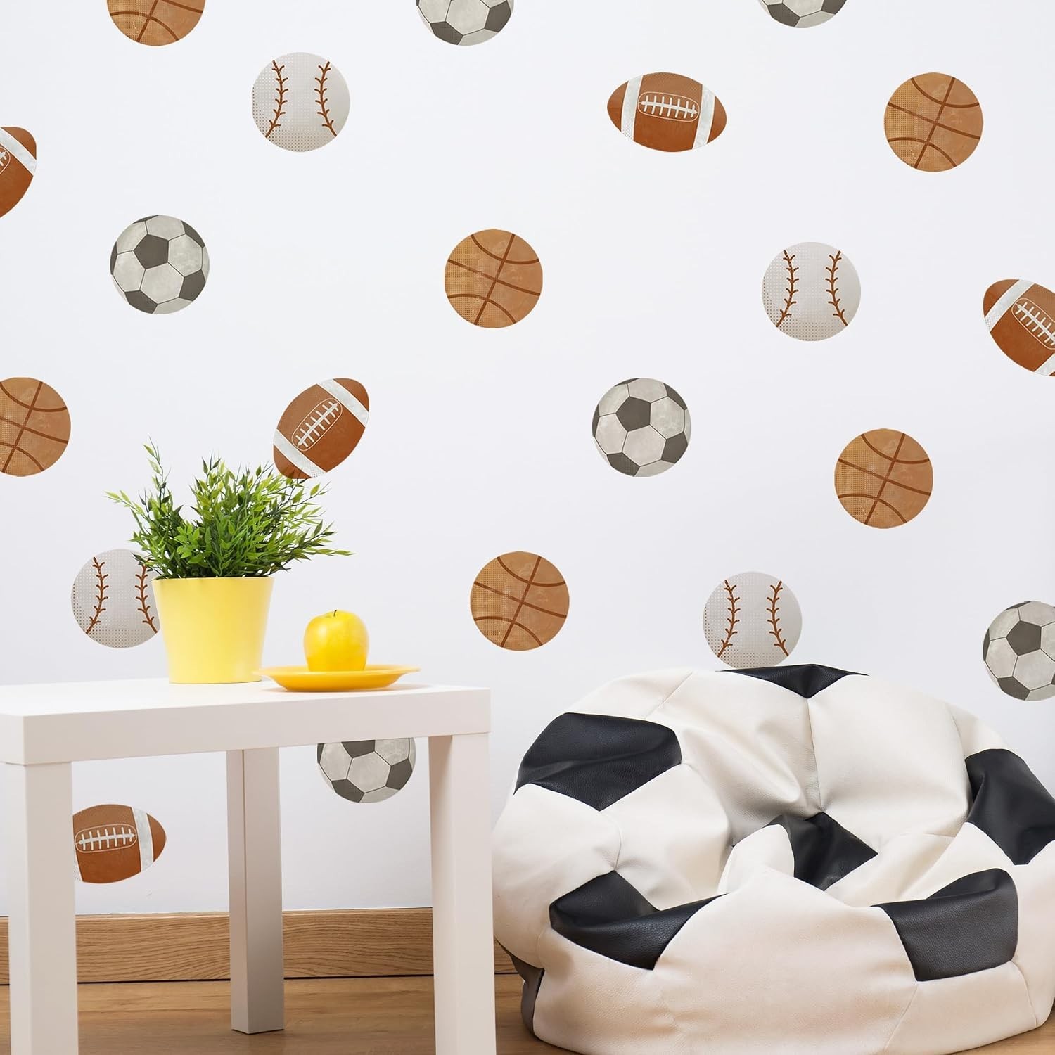 Sports Balls Wall Decal Football Basketball Soccer Rugby Baseball Kids Room D…