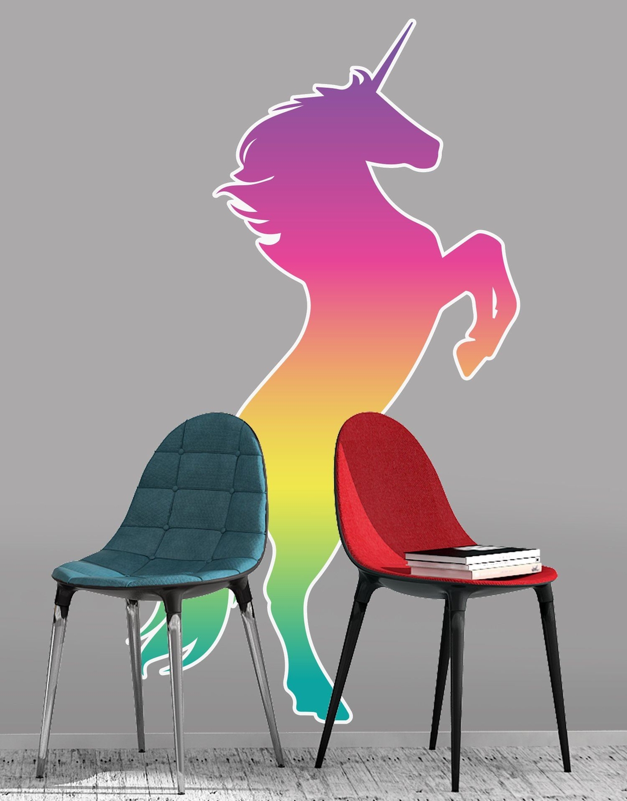 Rainbow Unicorn Wall Decal Sticker. Girl’s bedroom decor. Fantasy Silhouette Des