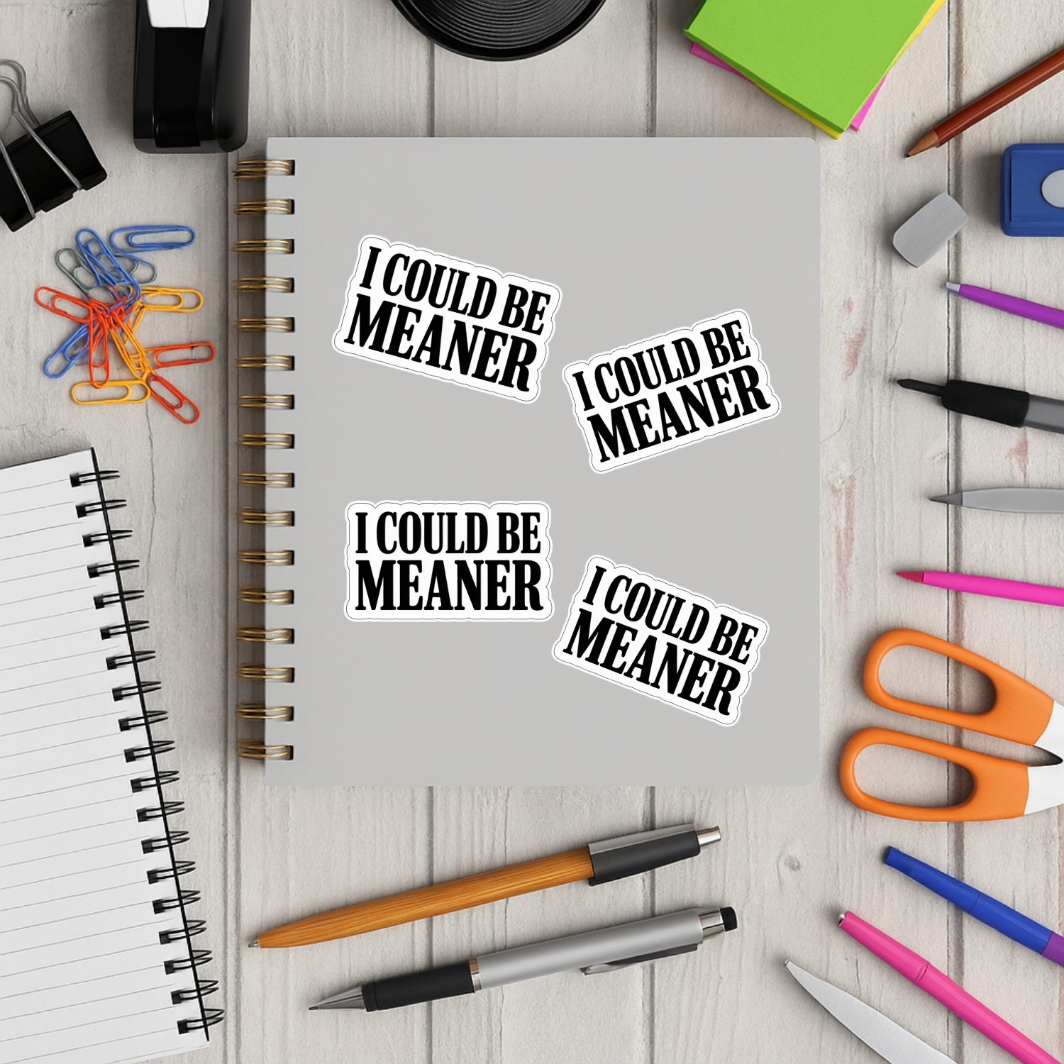 4Pcs I Could Be Meaner Stickers – Minimalist Edgy Humor Vinyl Decals