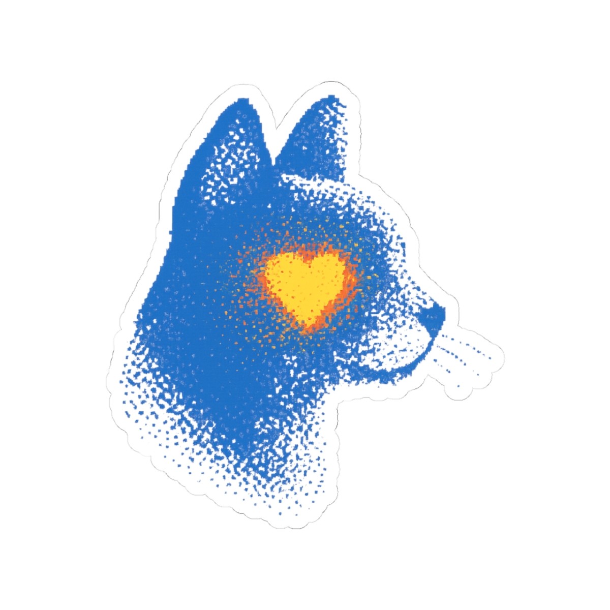 Abstract Dual Profile Pixel Cat Sticker | Cute Love Art Decal