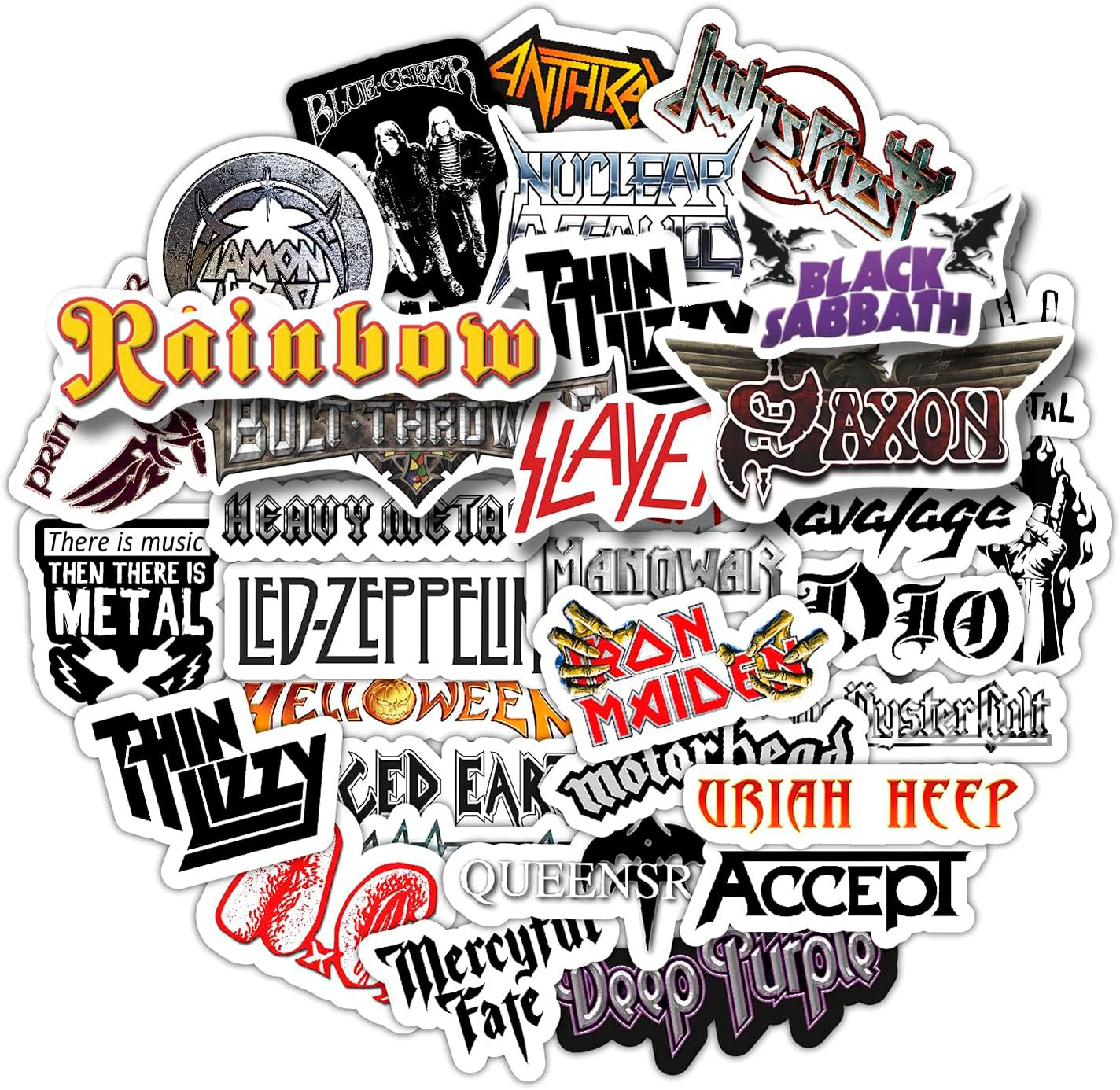 Sticker Pack of Heavy Metal Band Stickers, 35 Pieces of Metal Stickers, Strong A