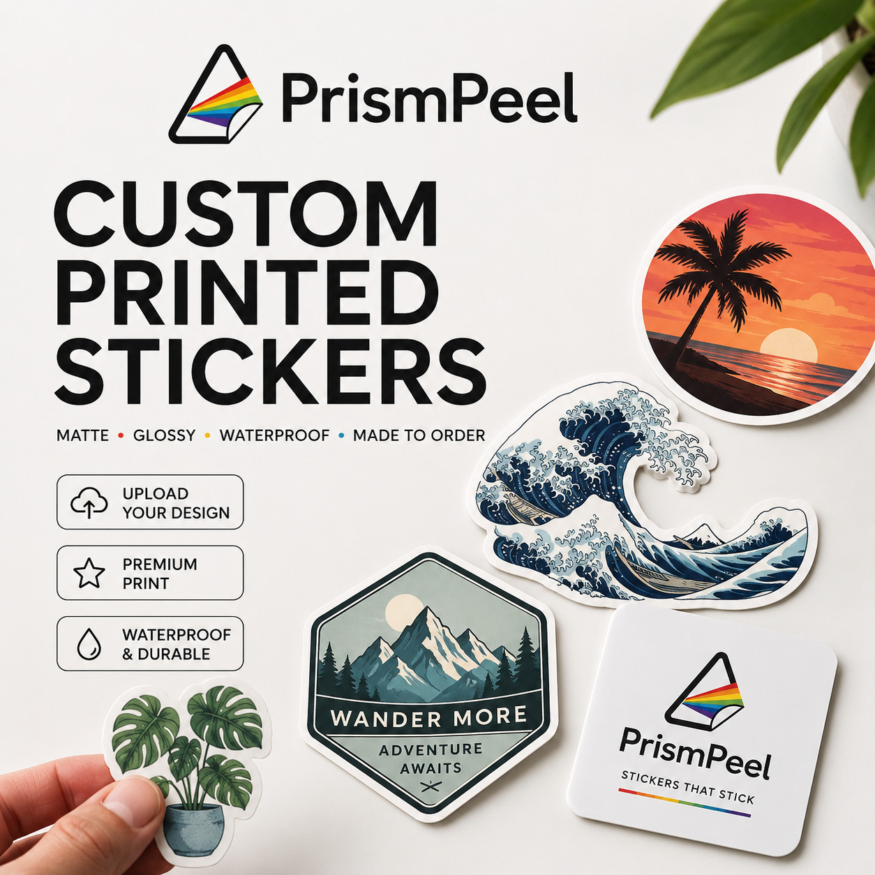 ✨ Custom Stickers – Personalized Logo Labels Matte Glossy Die Cut PrismPeel ✨