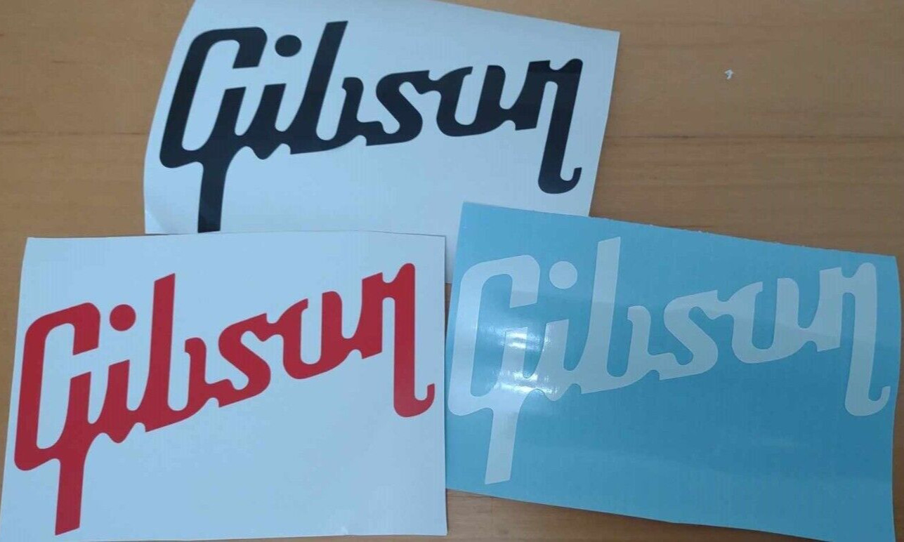 Gibson Guitar Logo 6" Multiple Colors red black white Vinyl Decal Sticker 3x