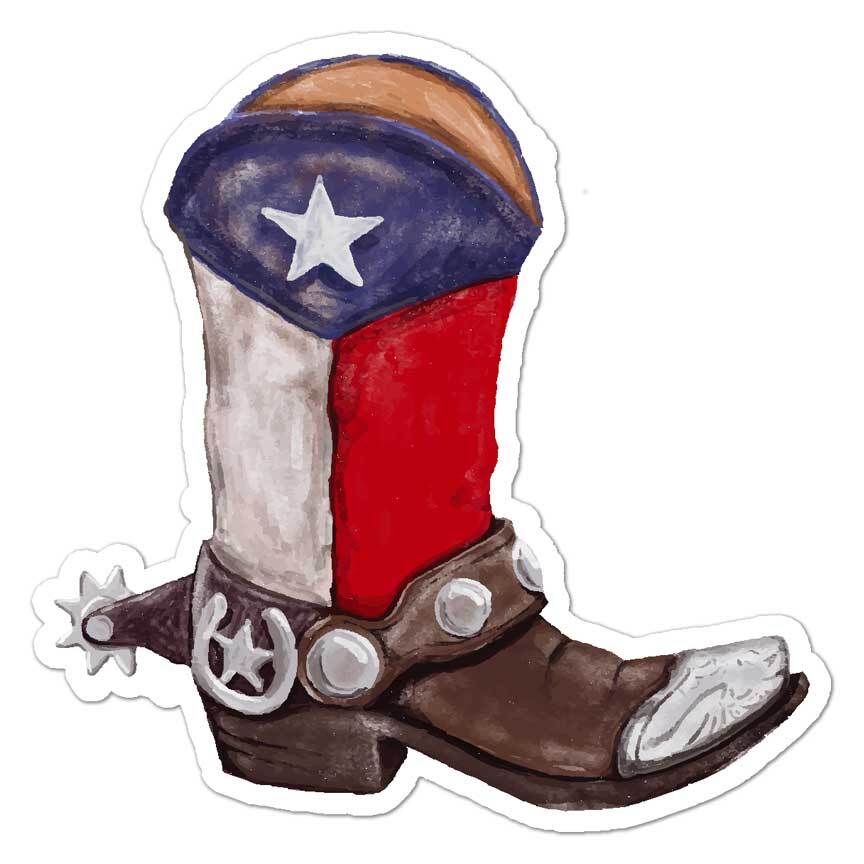 Texas Cowboy Boot, Vinyl Decal Sticker, Indoor Outdoor, 3 Sizes, #7769