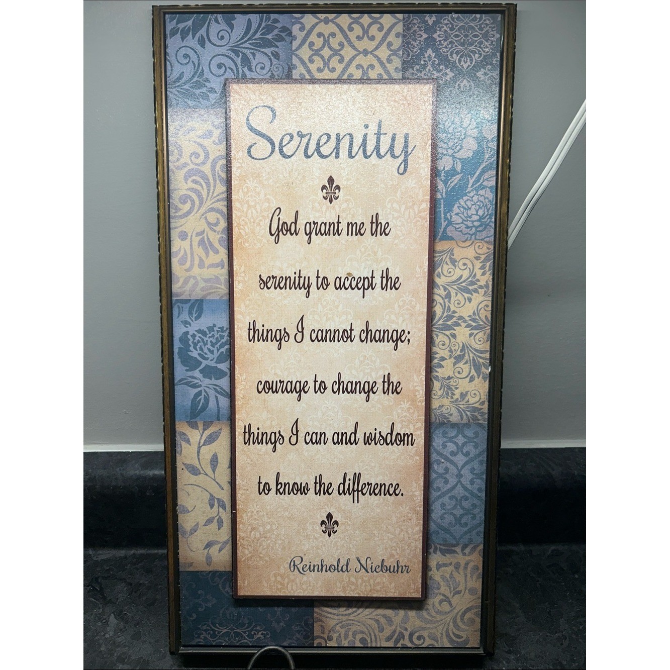 Serenity Wall Art Plaque in Blue and Cream – Inspirational Quote