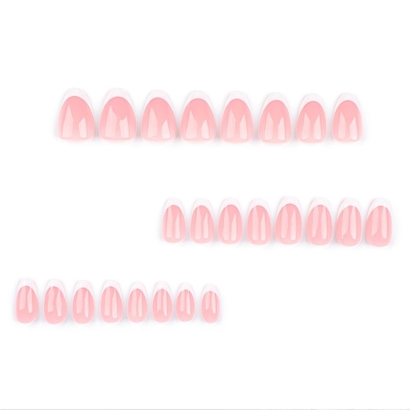 24 PCS Minimalist Nail Art With Short Circles Press On Nails Short Almond Fake N
