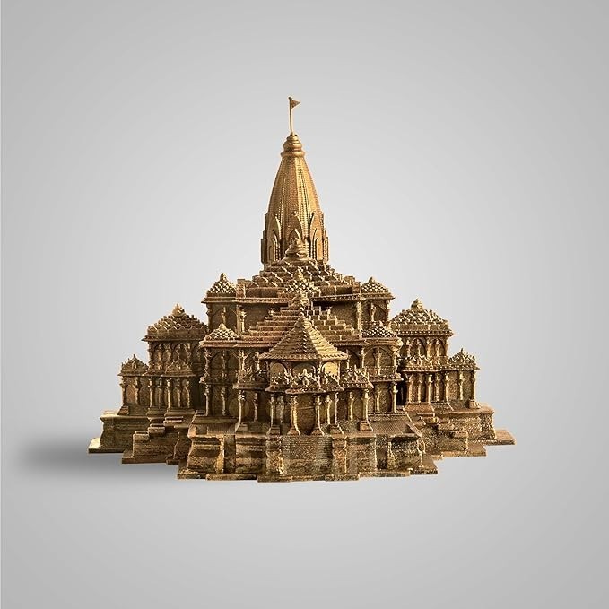 Ayodhya Ram Mandir Replica Sculpture – 6 Inch Antique Bronze – Ideal for Home
