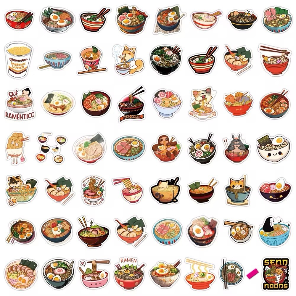 20 Random Cartoon Ramen Noodle Stickers Food Decals Laptop Hydro Free Shipping!