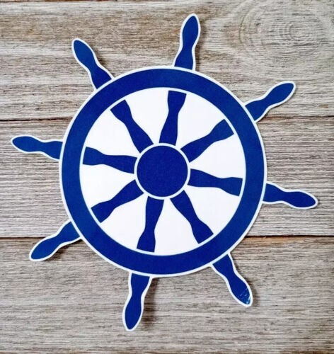boat wheel nautical ship sticker wall safe 5 inch