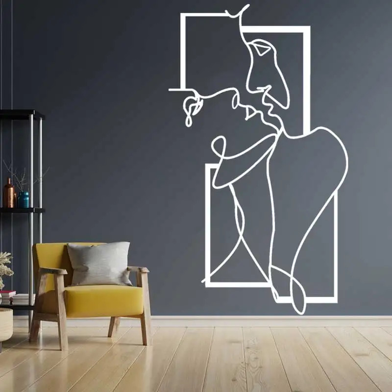 Fashion Lines Nude Body Men and Women Couple Wall Stickers Abstract Art Decor
