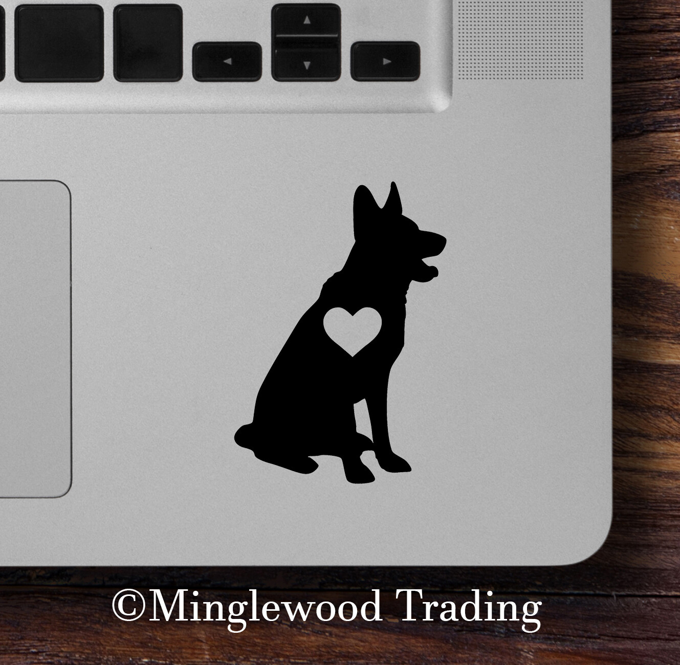 GERMAN SHEPHERD with Heart Vinyl Sticker – GSD Love Dog Puppy -V1- Die Cut Decal