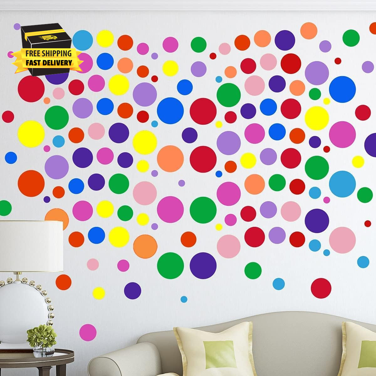 264 Pieces Polka Dot Wall Decals Circles Decals for Wall Vinyl Dots Stickers Set